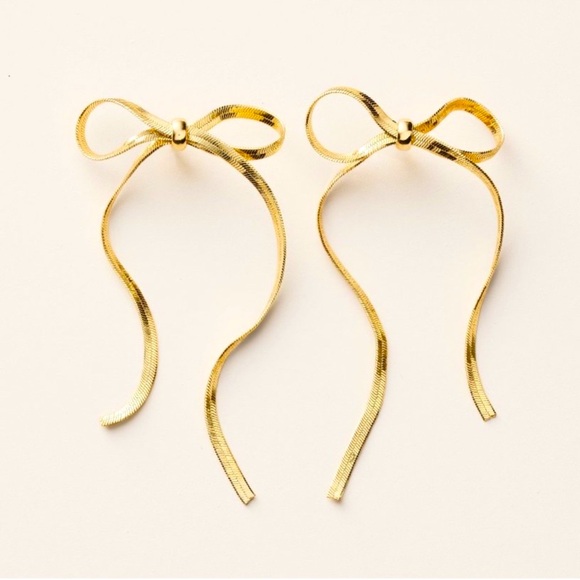 Gold Bow Linear Drop Stud Earrings Kate Spade x Target New York, NIB - Picture 1 of 6